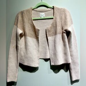 Reiss Wallis Foil Print Crop Cardigan Light Pink Wool Blend - NWOT - Sz Small